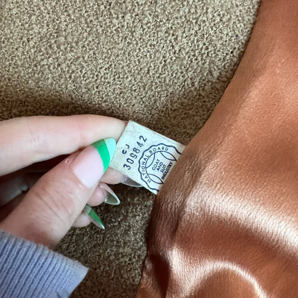 Vintage 1960's Forstmann Frizelda Tan Boucle Wool Fur Trim Swing Coat - Picture 7 of 10